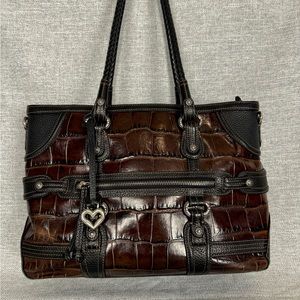 Brighton Women's Brown & Black Leather Zip  Purse